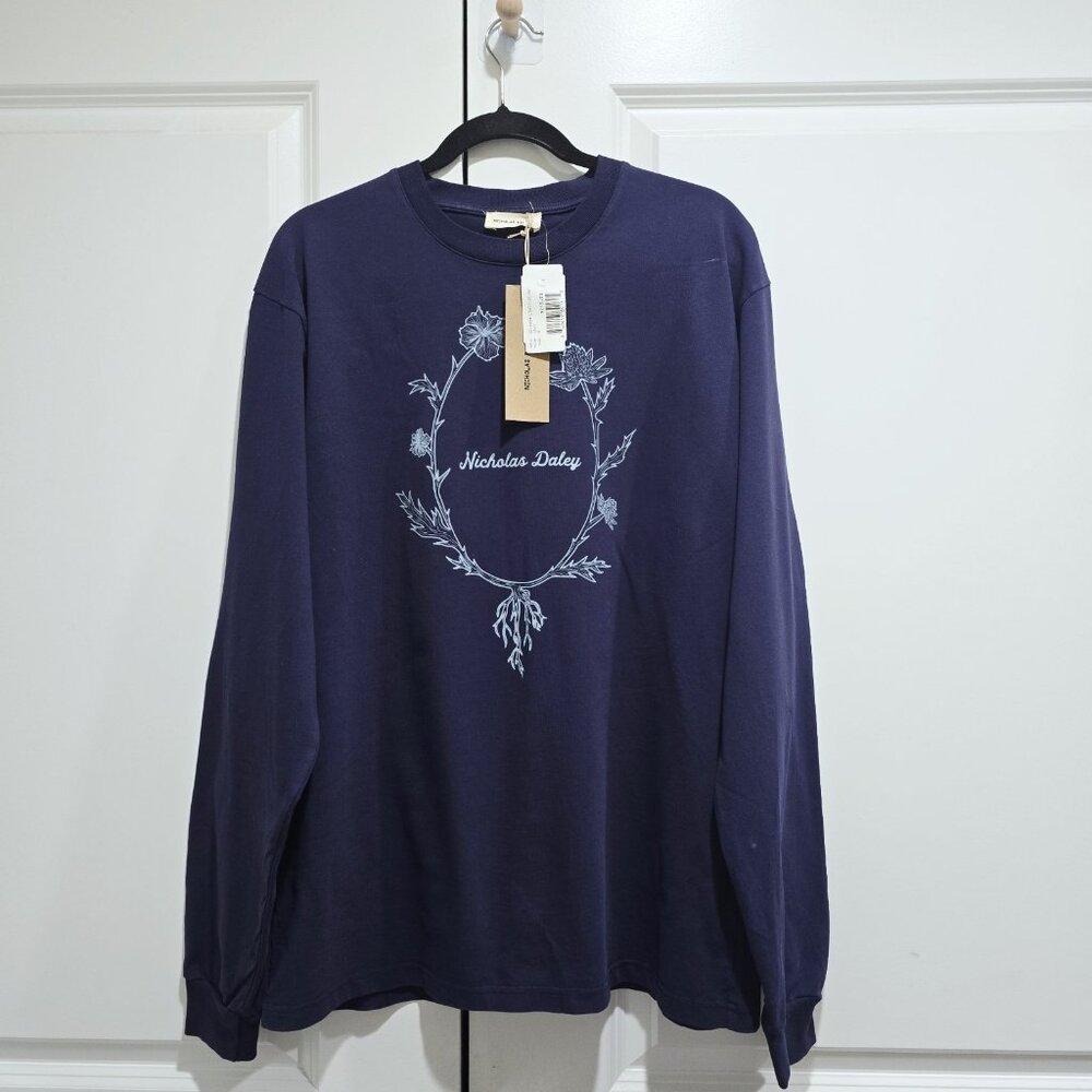 Nicholas Daley‎ - M Long Sleeve WREATH T-SHIRT  Blue $215 *read*
